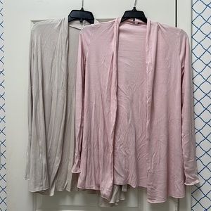 EUC two PJ Harlow Amelia Cardigan in Blush and Eggnog